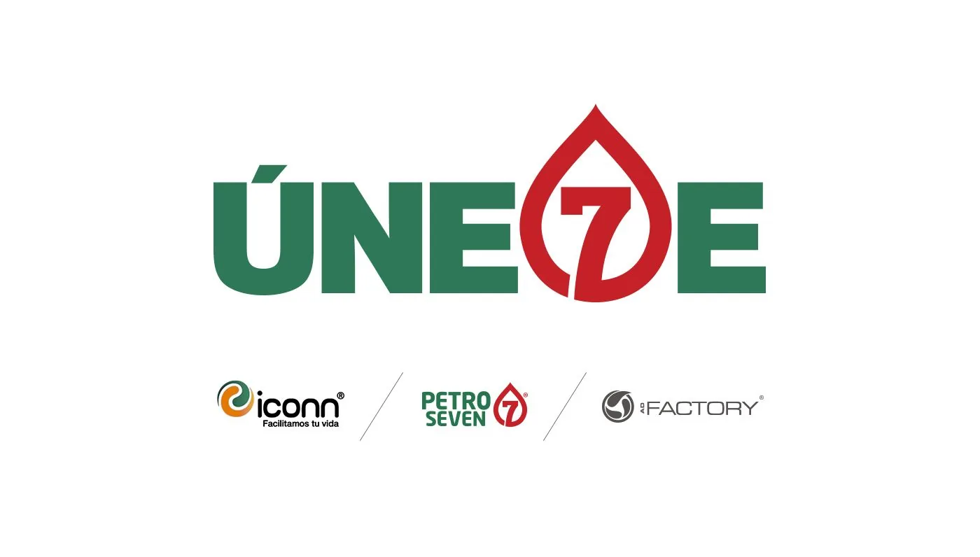 Logotipo de la campaña Únete con los logos de ICONN, Petro Seven y Ad Factory